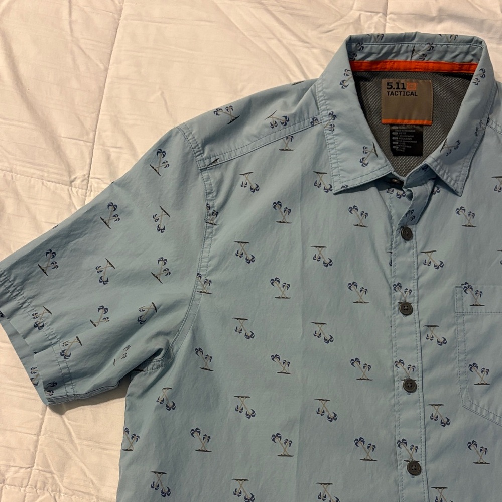 5.11 Tactical Men's Snap Button Down Shirt w Palm Trees Size Small